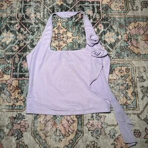 White Fox asymmetrical lavender crop‎ top